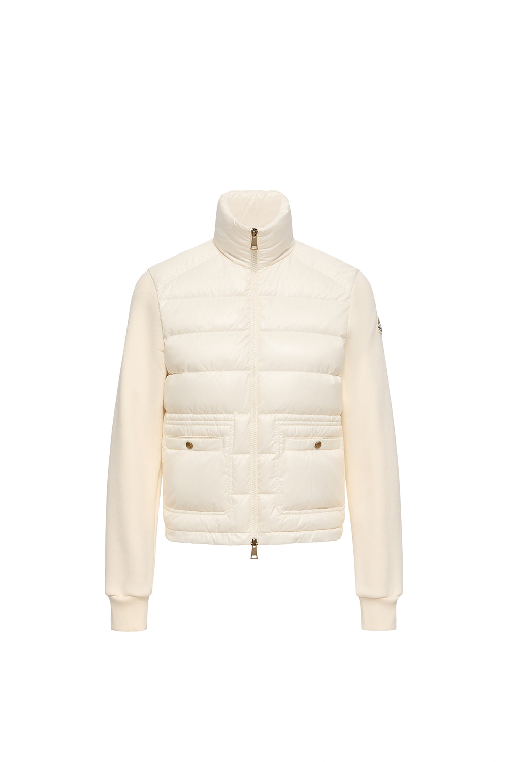 MONCLER Felpa con zip in cotone con parte anteriore in nylon