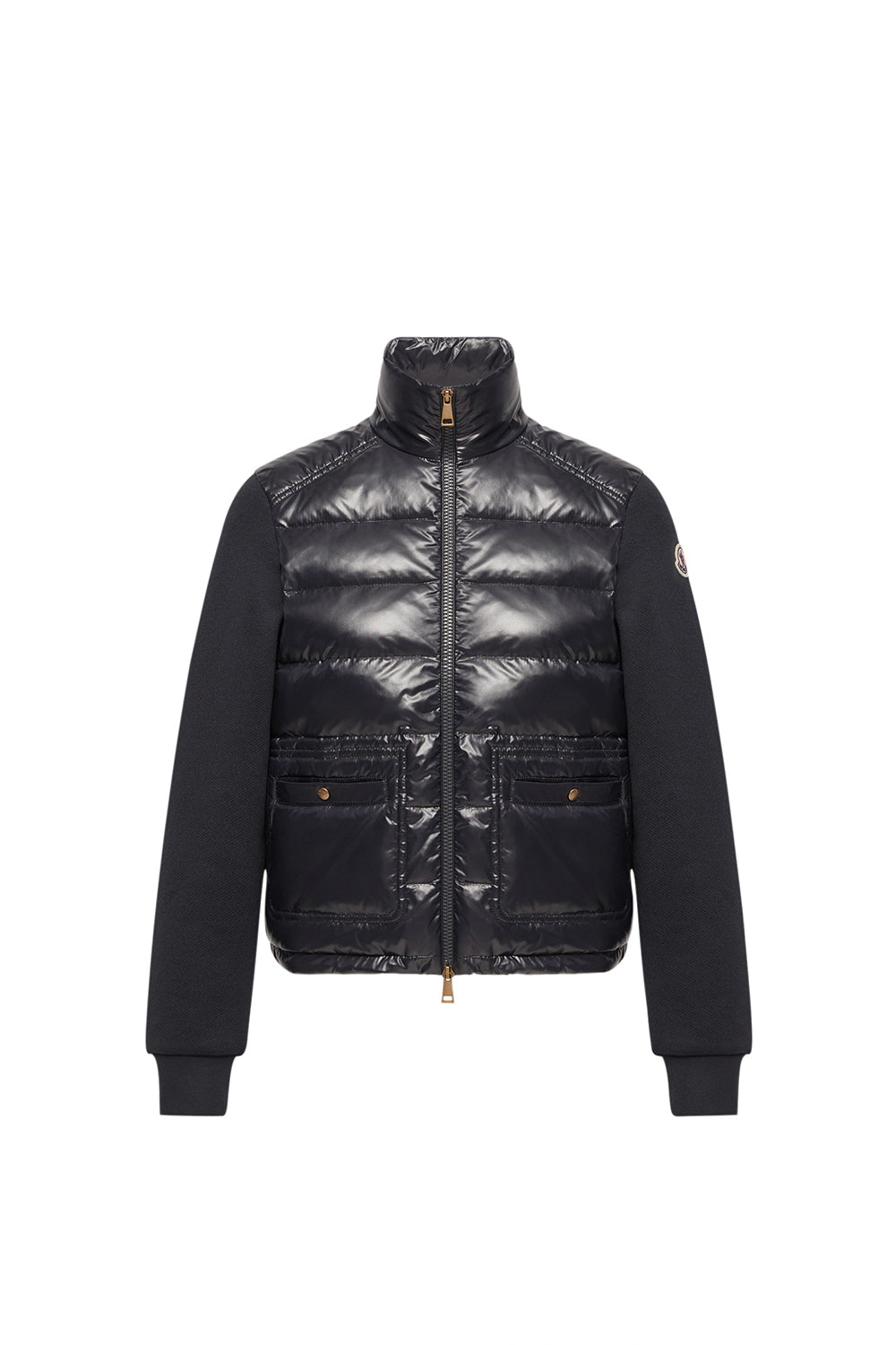 MONCLER Cotton zip-up sweatshirt with nylon front panel
