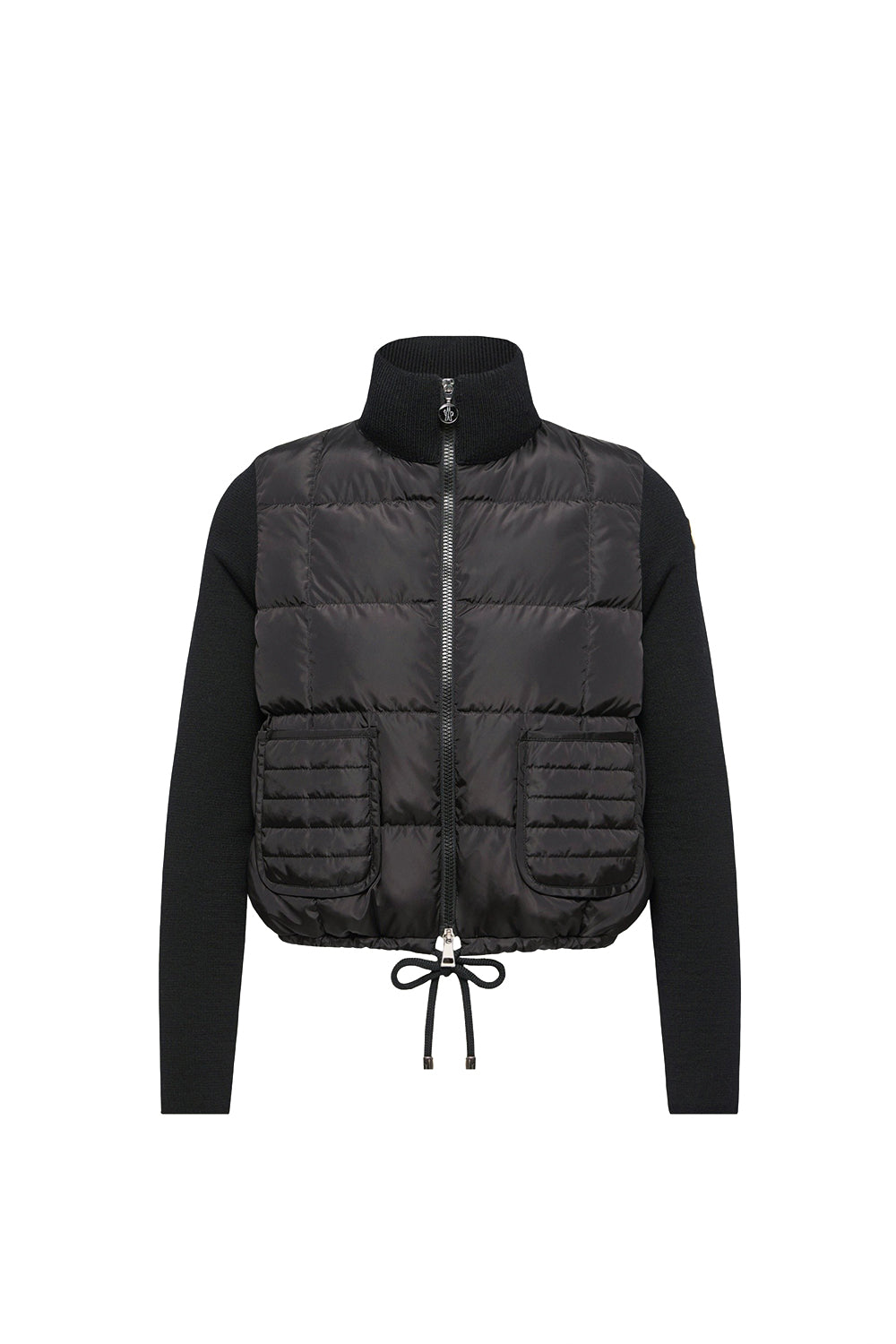 MONCLER Cardigan imbottito in lana con zip e trapuntatura a quadri