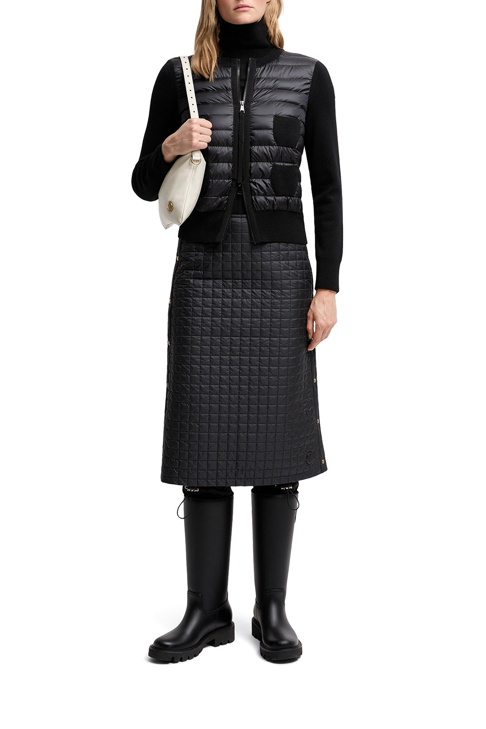 MONCLER Padded Wool Cardigan with Zipper