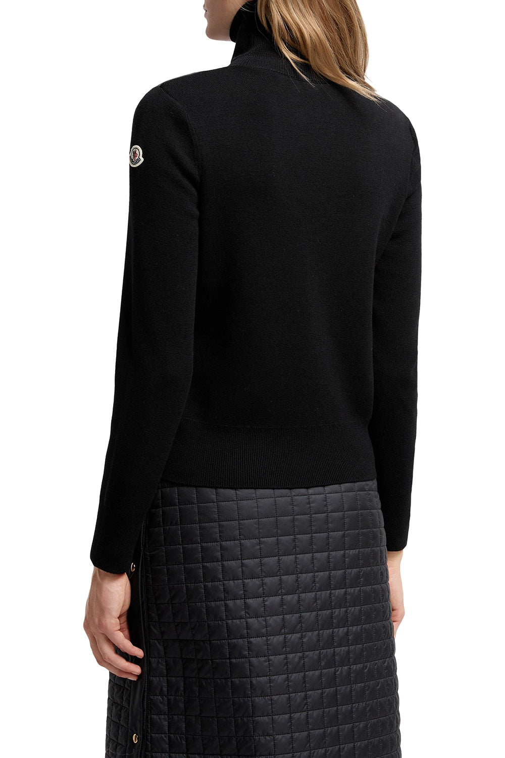 MONCLER Cardigan imbottito in lana con zip