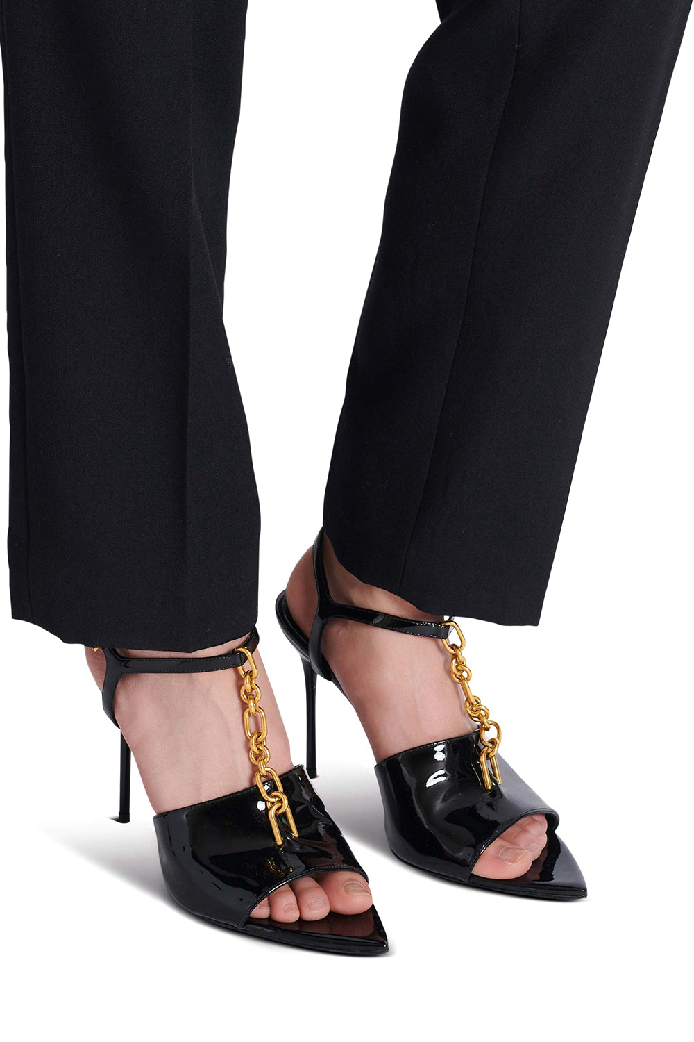 BALMAIN Sandali Sync in pelle di vitello verniciata