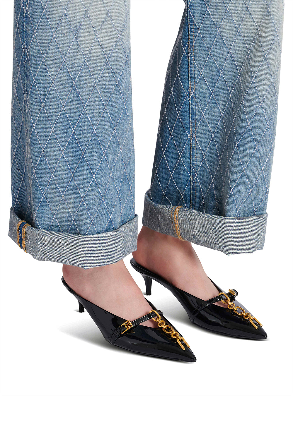 BALMAIN Sabot Sync in pelle verniciata a punta