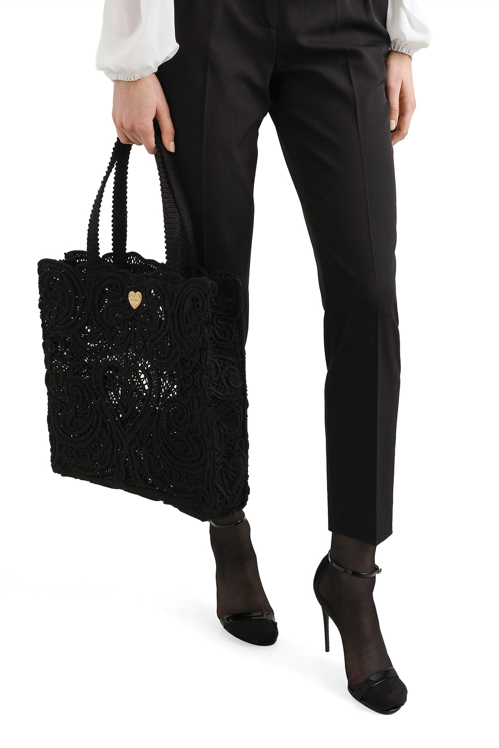 DOLCE & GABBANA Shopping-Tasche „Beatrice“ in mittlerer Größe mit Cordonetto-Stickerei