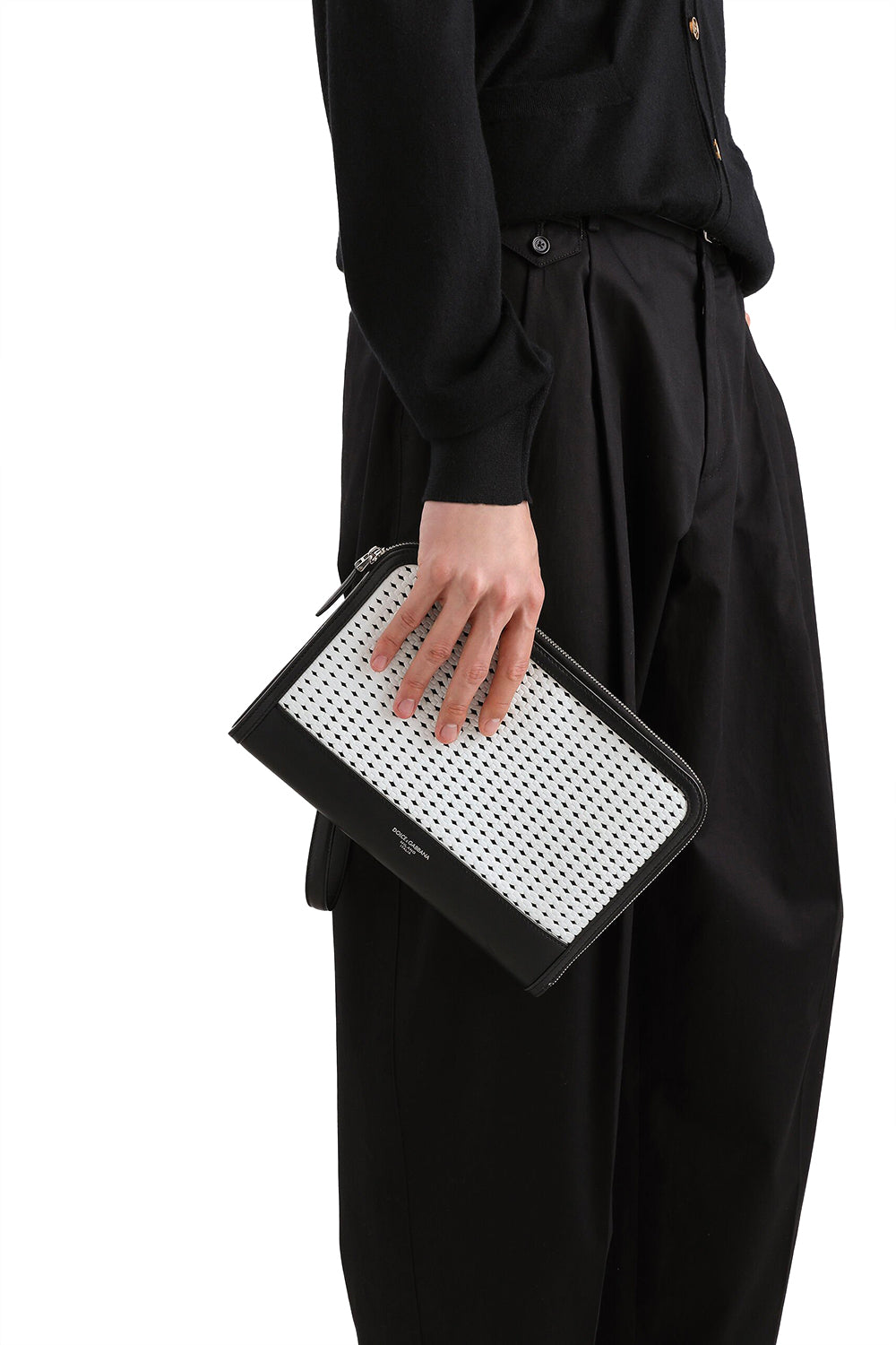 DOLCE & GABBANA Pochette atene in pelle di vitello plongé