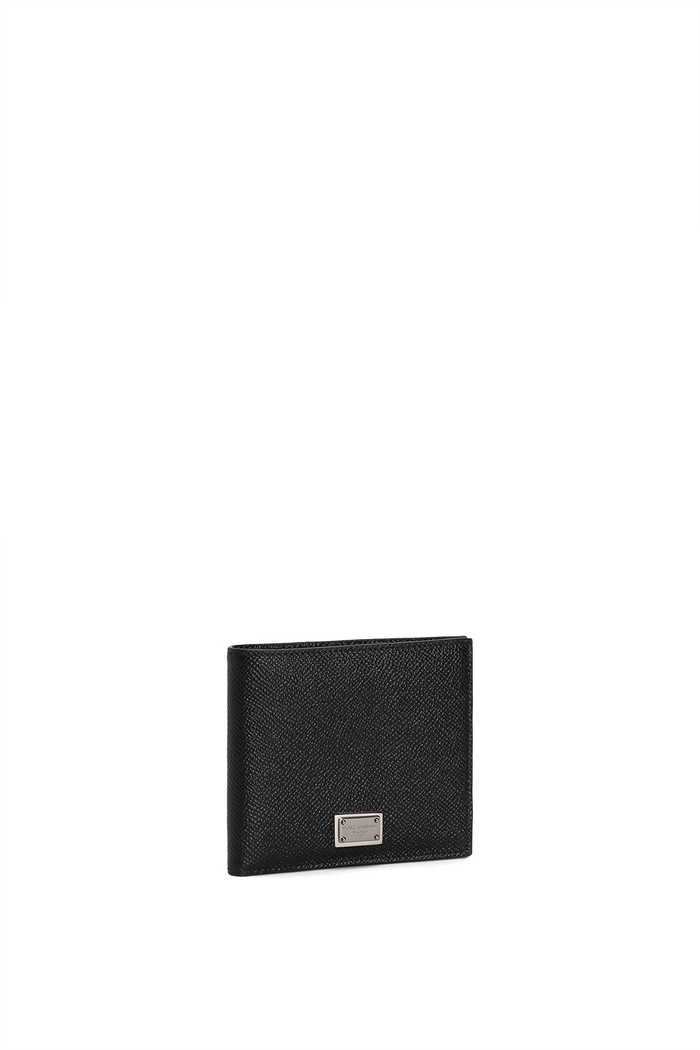 DOLCE & GABBANA Portafoglio bifold in pelle di vitello con targhetta logata