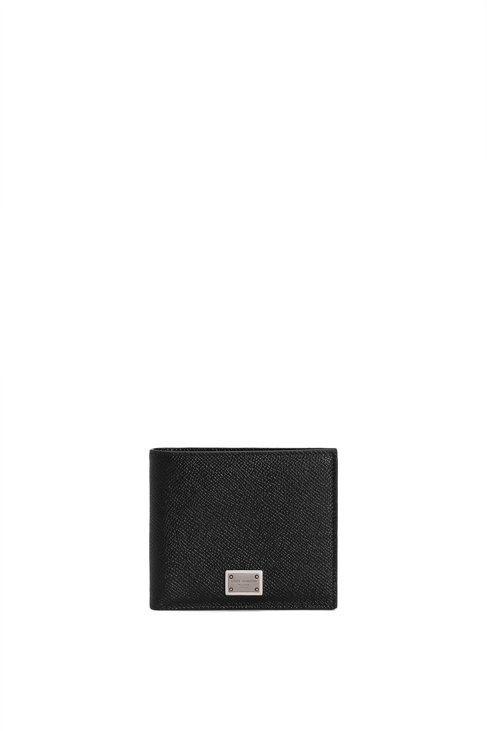DOLCE & GABBANA Portafoglio bifold in pelle di vitello con targhetta logata