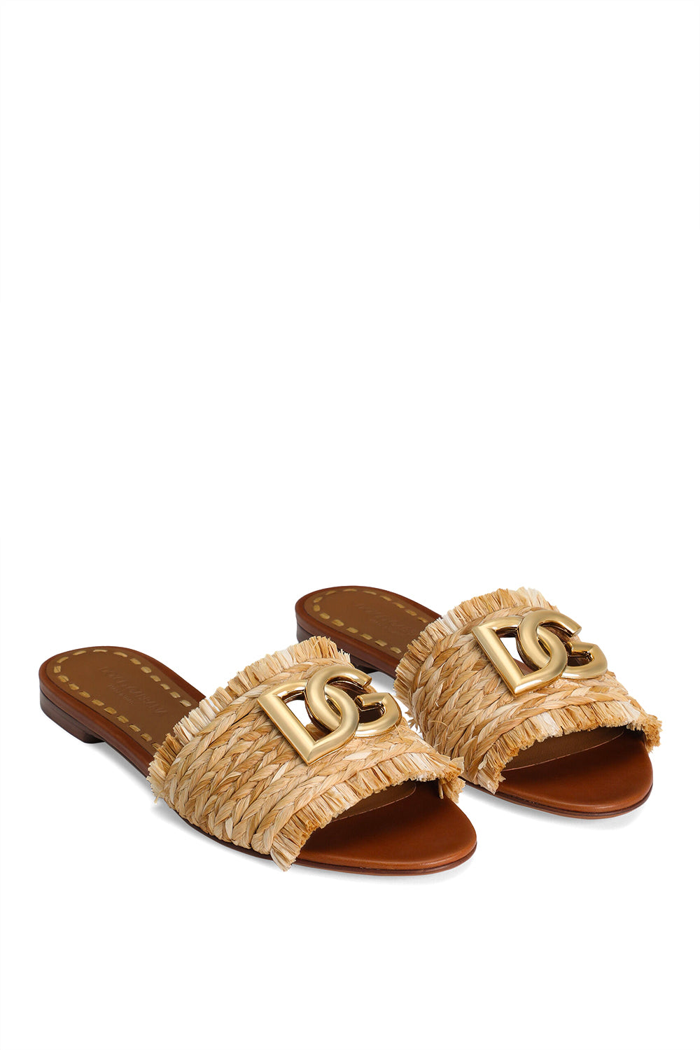 DOLCE & GABBANA Ciabatta in treccia di rafia