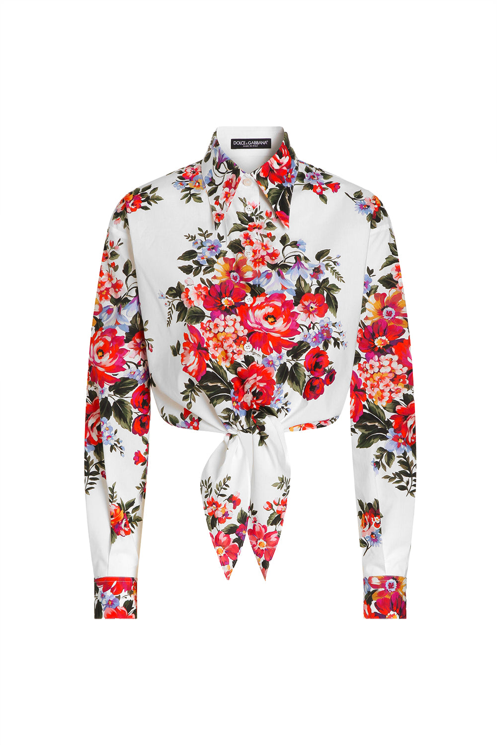 DOLCE & GABBANA Cotton Shirt with Flower Bouquet Print