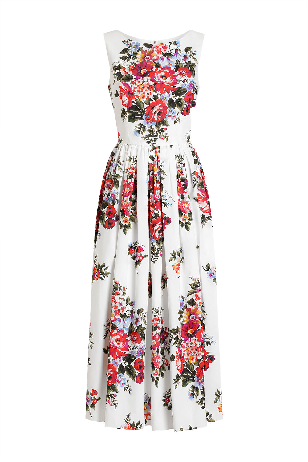 DOLCE & GABBANA Baumwollkleid mit Blumenstrauß-Print