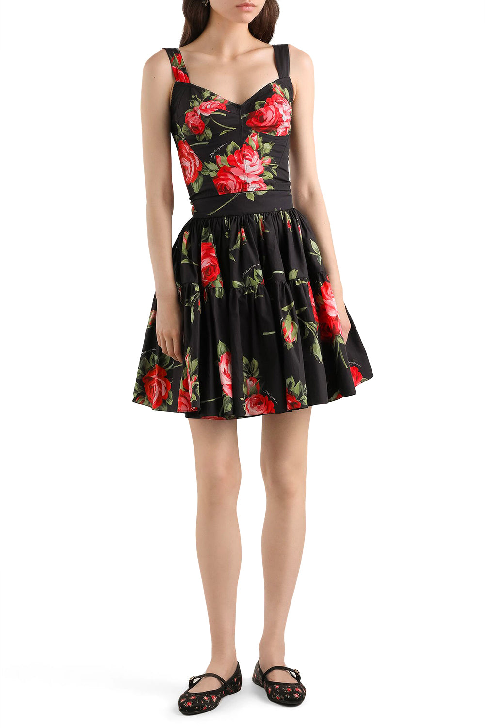 DOLCE & GABBANA Rose Bouquet Print Bustier Top