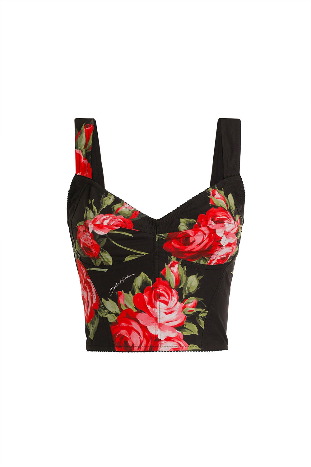 DOLCE & GABBANA Rose Bouquet Print Bustier Top