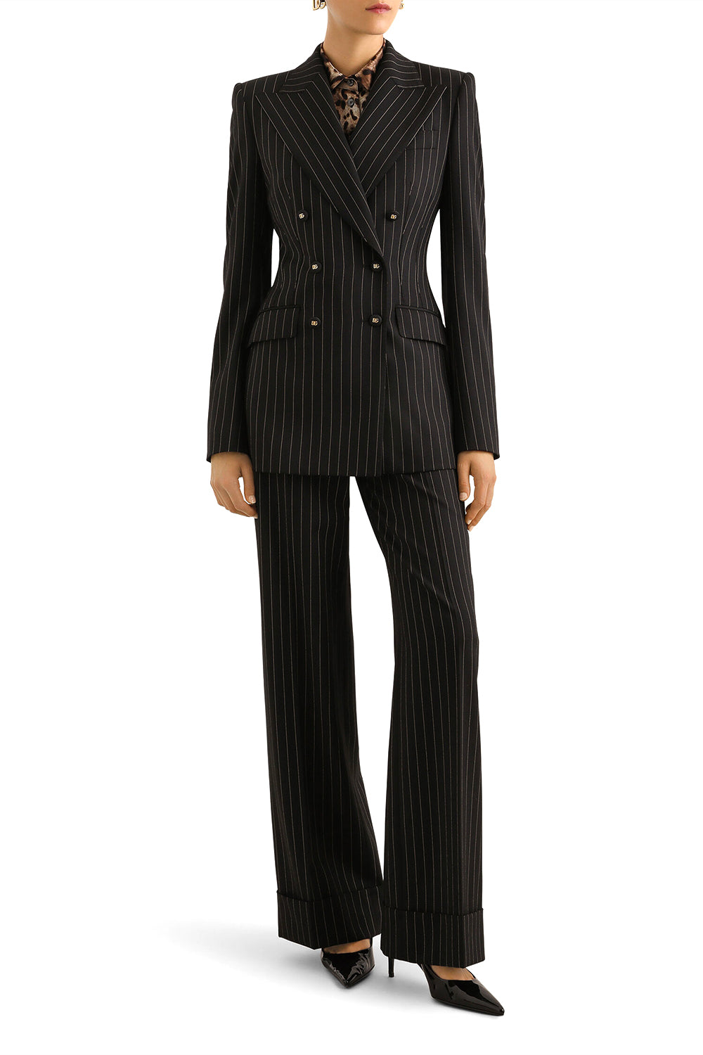 DOLCE & GABBANA Pantaloni gessati in saglia bistretch