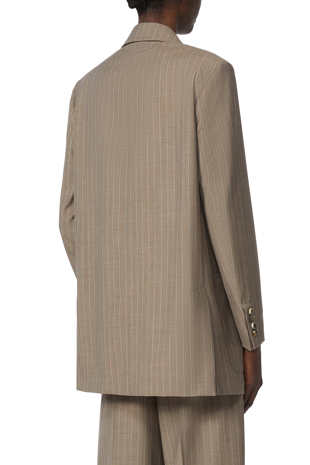 MAX MARA 条纹羊毛布宽松西装外套 MXMACCIAIO