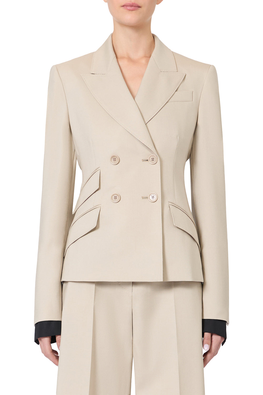 MAX MARA “MXSPLACIDO” 羊毛、马海毛和真丝混纺双排扣西装外套