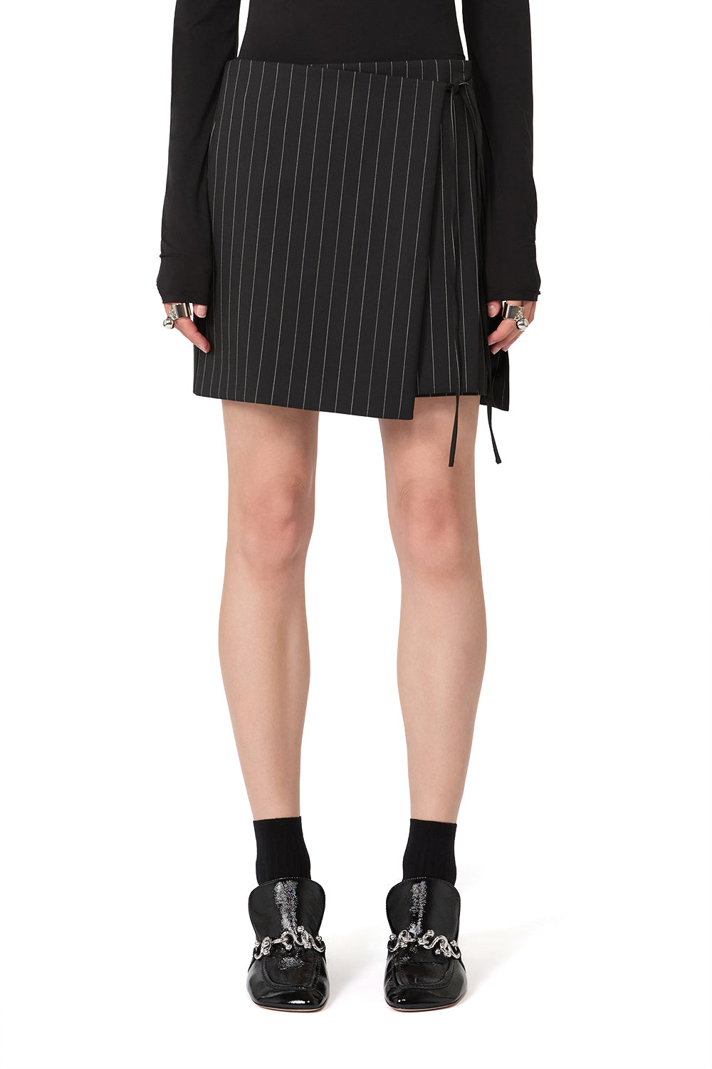 SPORTMAX 가바딘 소재의 핀스트라이프 미니 스커트 SPXFATTI