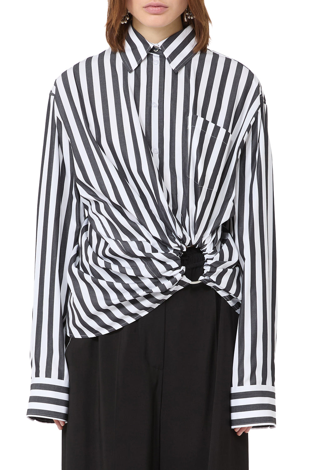 SPORTMAX "SPXPALMIZI" Striped Poplin Shirt
