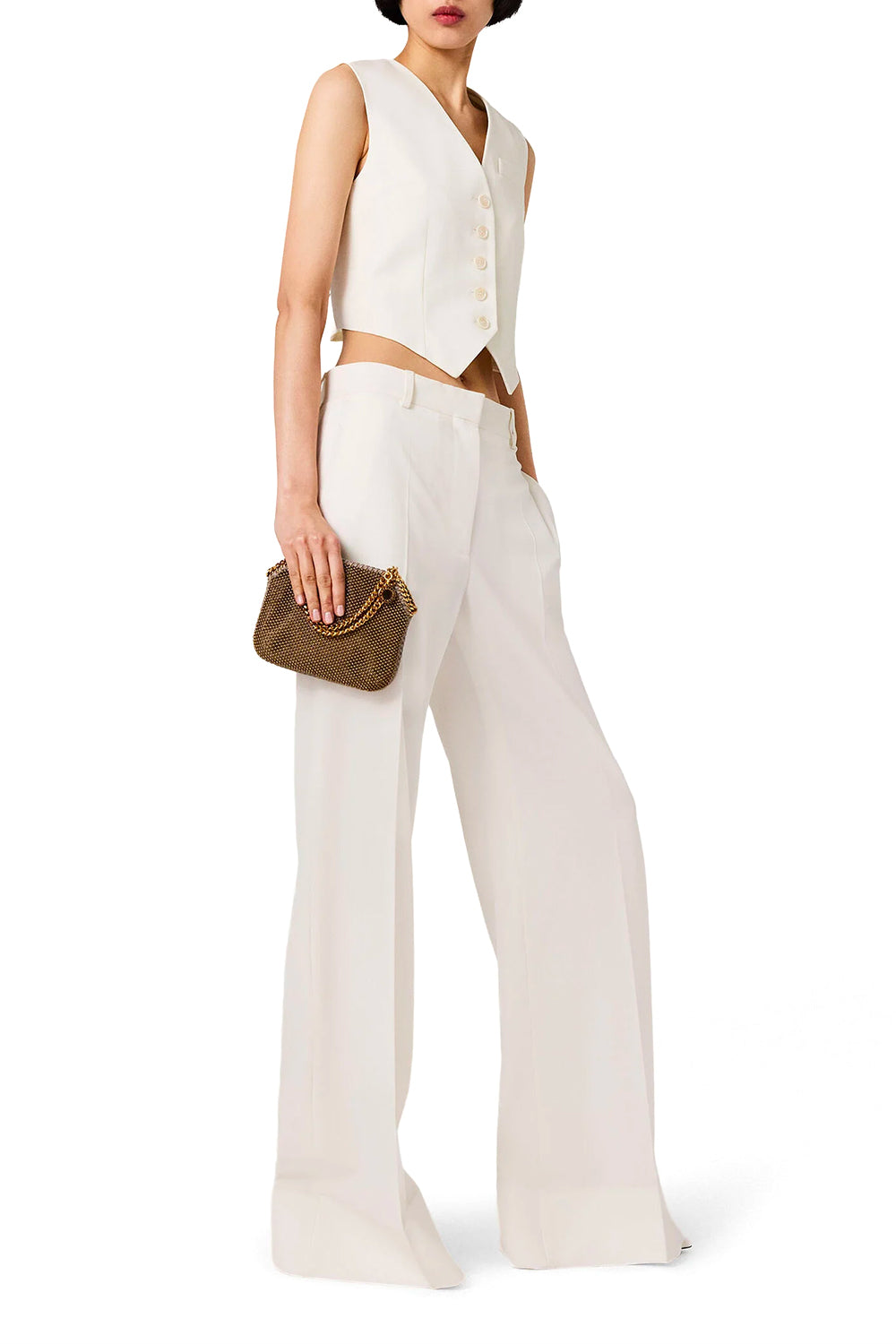STELLA MCCARTNEY Pantaloni Bootcut a Vita Alta in Lana